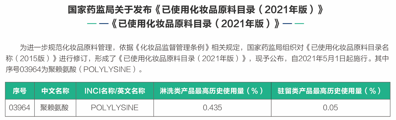 聚赖氨酸被列入已使用化妆品原料目录.png